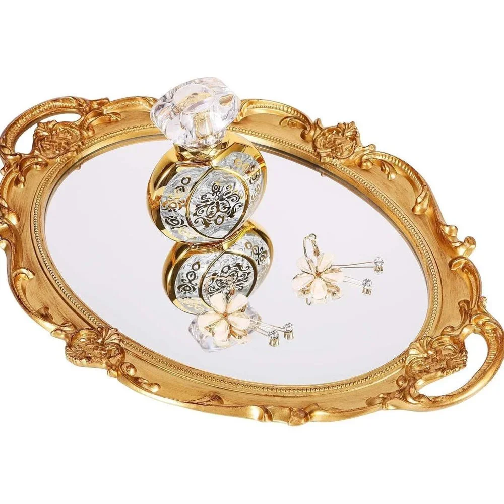 Gold Mirrored Vintage Dresser Tray